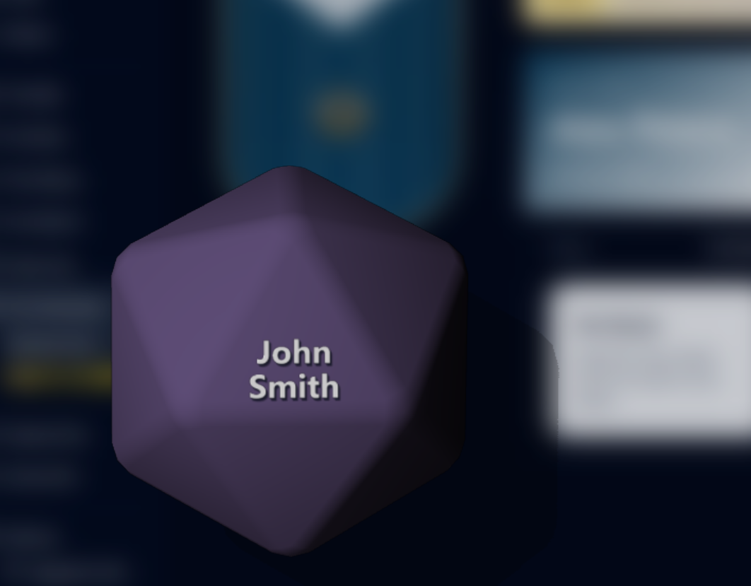 Onscreen rollable student dice showing a selected student name.